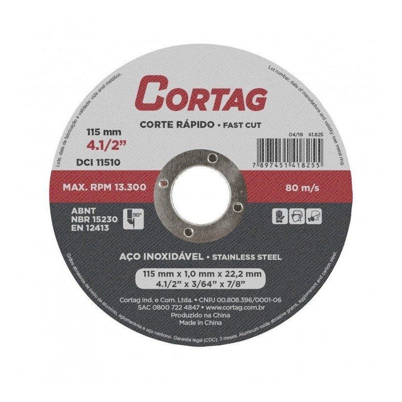 Disco de Corte Inox 115mm x 1,0mm x 22,22mm Cortag