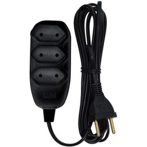 Extensão Ilumi 3 Tomadas Compacta ( 2p+T ) 3 Mts 10a Até 250v Preto