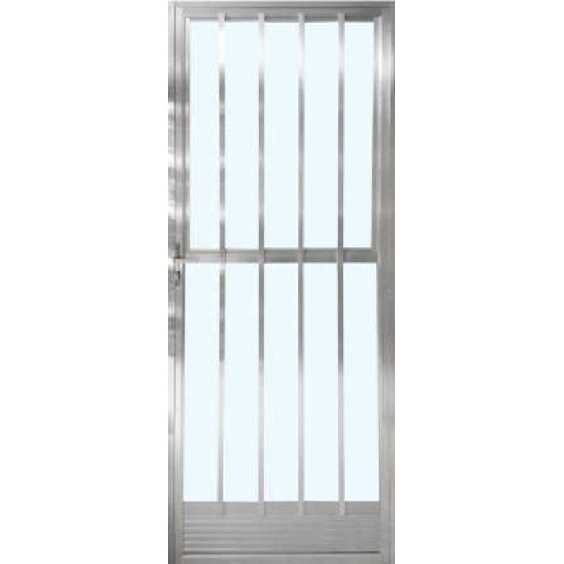 Porta de Alumínio Natural Palito Standard 80 Direita Vidro Canelada