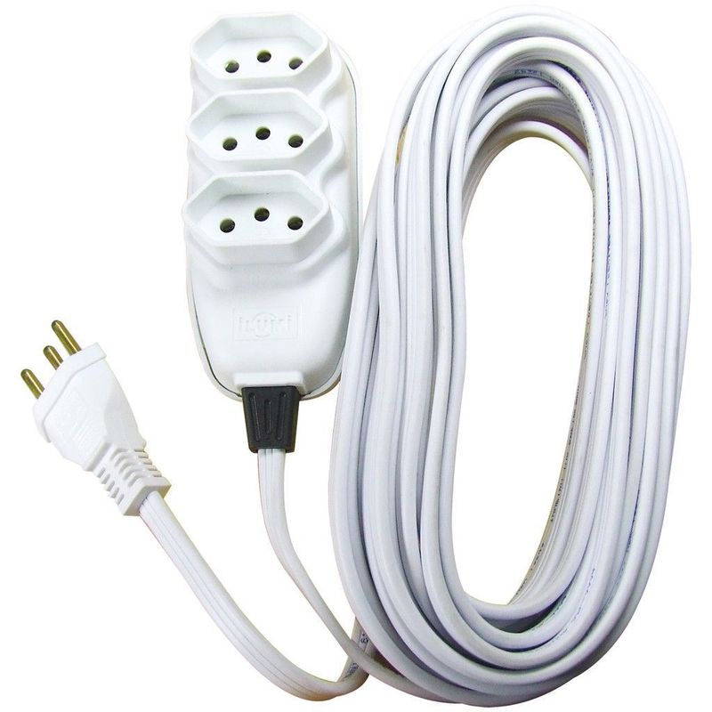 Extensão Ilumi 3 tomadas compacta ( 2p+t ) 3 Mts 10a até 250v Branca