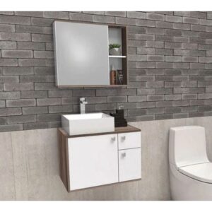 Kit Cozimax MDF 60cm Caete Branco Com espelheira e Cuba*