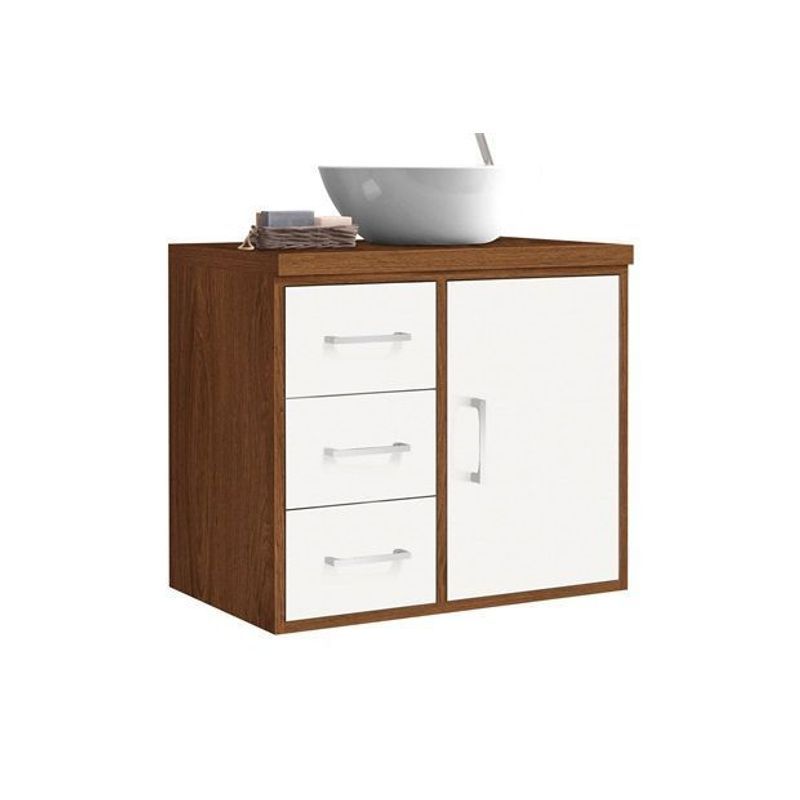 Gabinete Sevilha Astral Design 60cm Com Espelheira Freijo/Branco ( Sem Cuba )* - Imagem 3