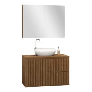 Gabinete Astral Design Ripado com 80cm Tampo Freijó