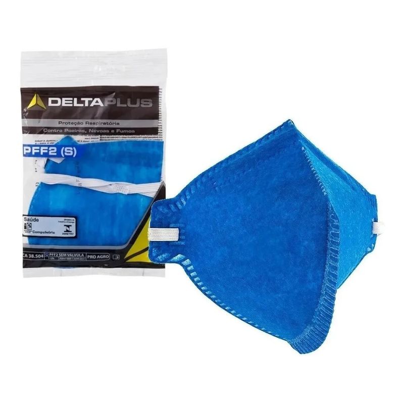 Kit 10 Máscaras Pff2 Deltaplus Sem Válvula Azul - Imagem 2