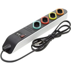 Filtro de Linha Pial Legrande Bivolt PP 3x0,75 4 tomadas 10 Amperes + 2x USB Branco 1,3 metros ref.1852