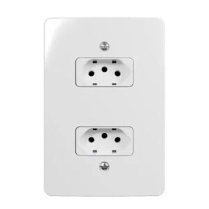 Conjunto 2 Tomada Padrão BR 2P+T 10A-250V 4X2 Branco Margirius