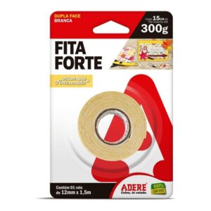 Fita Dupla Face de Espuma Adere Fita Forte 12mm x 1,5m Branca
