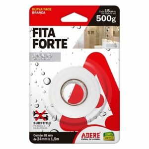 Fita Dupla Face de Espuma Adere Fita Forte 24mm x 1,5m Branca